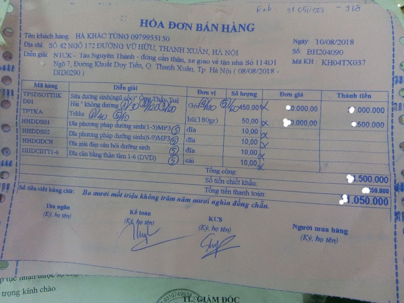 Hóa Đơn Bán Hàng Của Thầy Tuệ Hải